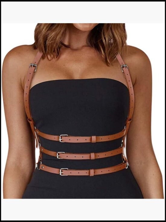 Punk Leather Body Harness Adjustable Goth Rave Festival Fashion Accessory main image 4